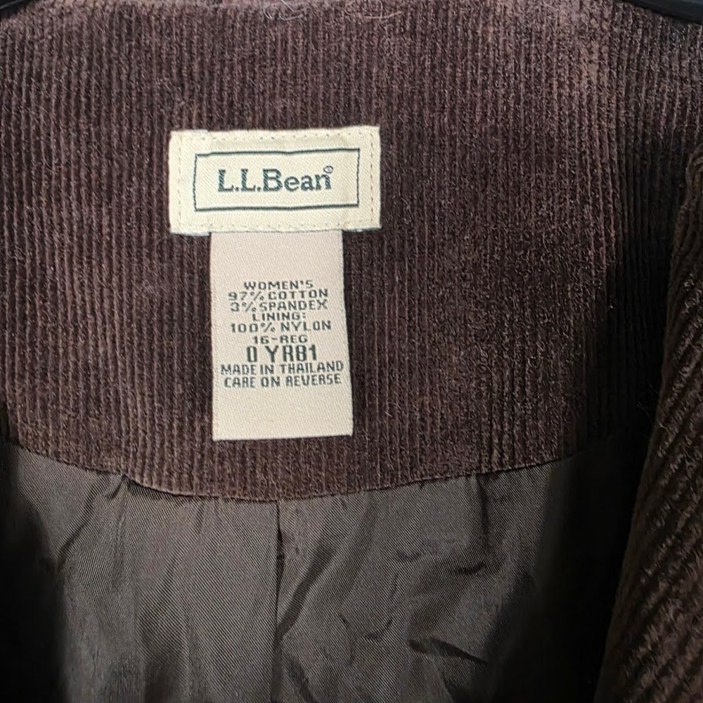 LLBean‎ Womens Brown Corduroy Blazer Jacket Button Front Pockets Size 16 Reg - Picture 4 of 7